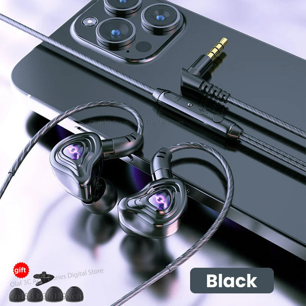 OLAF DAC Type C/3.5mm Headphones Wired Earbuds Handsfree Headset Gamer HiFi 9D Bass Stereo In-Ear Cable Earphones For Smartphone