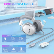 FIFINE USB Gaming Headset with 7.1 Surround Sound/3.5mm Jack/Microphone,Over-Ear Wired Headphone for PC PS4/5 Xbox Ampligame H9W