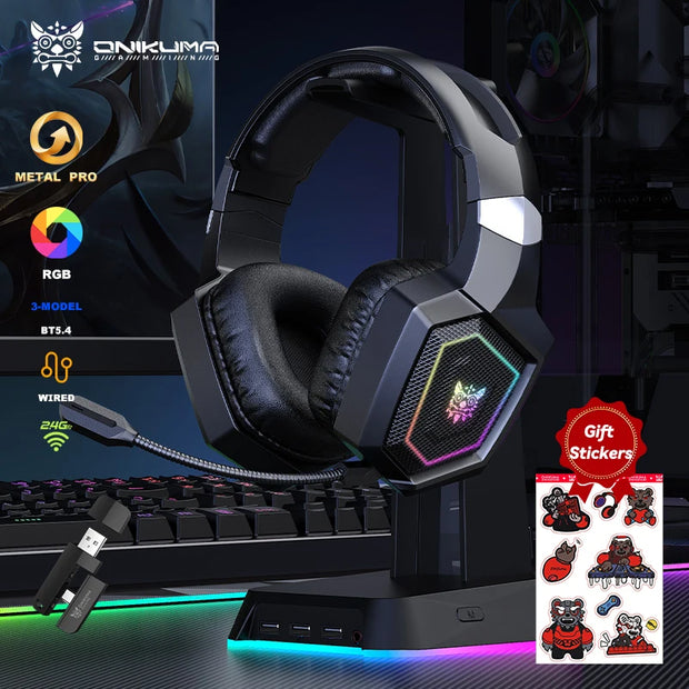 ONIKUMA GT806 2.4GHz Wireless Gaming Headset HiFi Sound Quality PcLaptop With Microphone Noise Canceling Gaming Headphone For PC