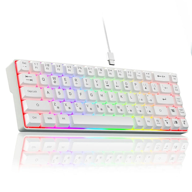 SOLAKAKA SK968 Wired Keyboard Optical Switches RGB Backlit Keycaps 60% Compact Office Computer Membrane Gaming Keyboard Portable