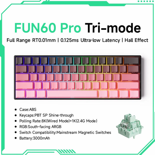 Akko MonsGeek FUN60 PRO&MAX HE Machanical Keyboard Magnetic Switch 60% Wireless Gaming Keyboard Rapid Trigger 8K Custom Keyboard