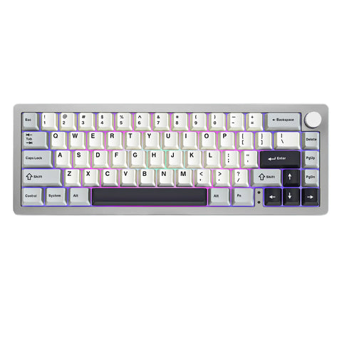 YUNZII AL66 Silver 66-Key CNC Aluminum Knob Wireless Bluetooth/2.4G/Wired Hot Swap Gasket Mounted RGB Mechanical Gaming Keyboard