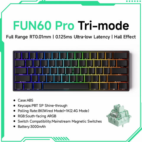 Akko MonsGeek FUN60 PRO&MAX HE Machanical Keyboard Magnetic Switch 60% Wireless Gaming Keyboard Rapid Trigger 8K Custom Keyboard