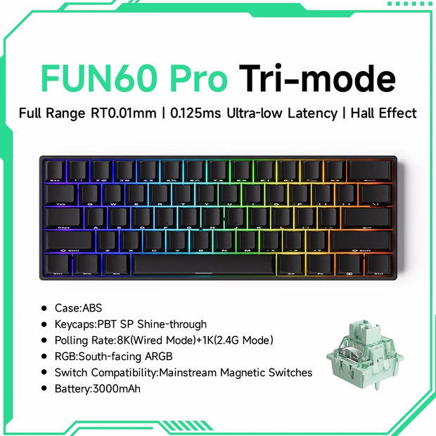 Akko MonsGeek FUN60 PRO&MAX HE Machanical Keyboard Magnetic Switch 60% Wireless Gaming Keyboard Rapid Trigger 8K Custom Keyboard