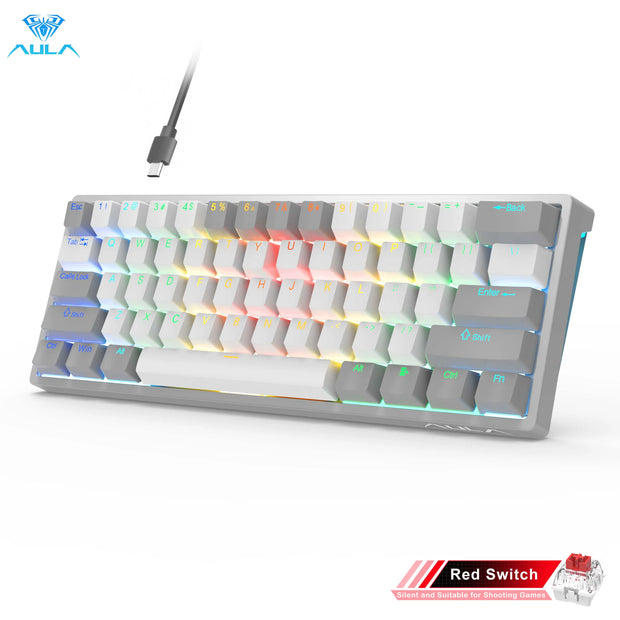 AULA RGB 60 Percent Wired Gaming Mechanical Keyboard Mini Compact USB Hot-Swappable Keyboards with Brown Switches for PC Laptop