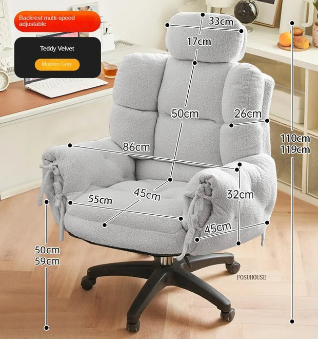 Velvet Lazy Office Chair for Bedroom Nordic Backrest Lift and Swivel Chairs Creative Comfortable Office Chairs for Gaming Room