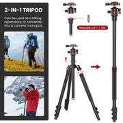 68'' Tripod for Camera Mobile Phone Flexible Travel Professional Camera Tripod Stand Video Aluminum Monopod for Dslr Ball Head