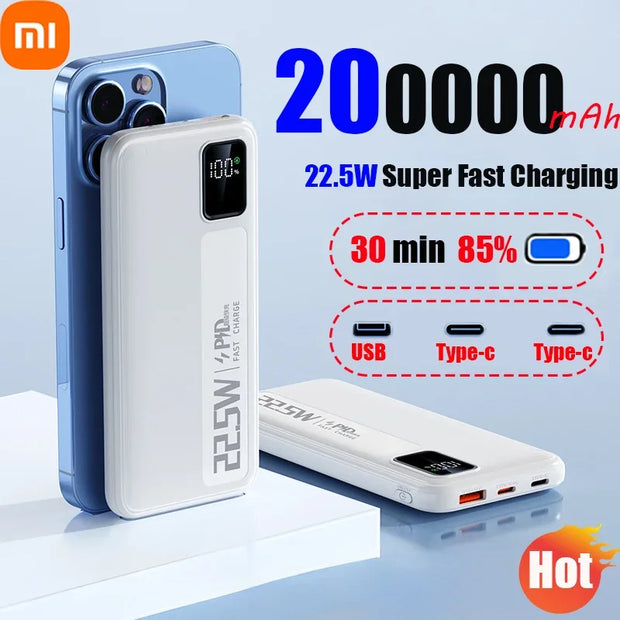 Xiaomi 200000mAh High Capacity Power Bank 22.5W Fast Charging Powerbank Portable Battery Charger For Android Samsung Huawei NEW