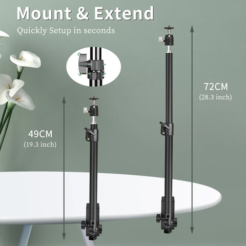 C Stand Tripod Standing Desk Monitor with 1/4" Ball Head Table Fixture Ring Light Adjustable Tabletop Bracket Stand DSLR Camera