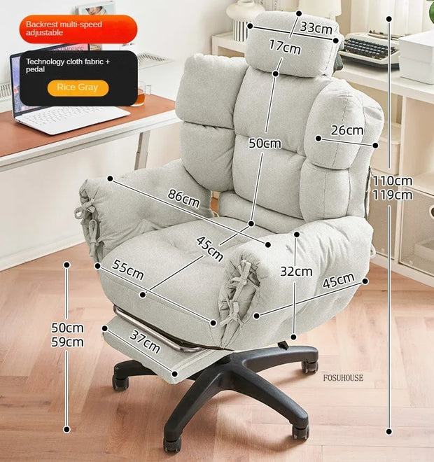 Velvet Lazy Office Chair for Bedroom Nordic Backrest Lift and Swivel Chairs Creative Comfortable Office Chairs for Gaming Room