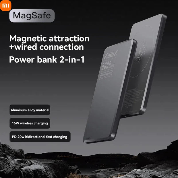 Xiaomi Super Slim Magnetic Power Bank 5000mAh Alloy Shell Battery Qi2 Fast Chargeing PowerBank For MagSafe iPhone Samsung HUAWEI