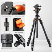 Camera Tripod Stand Aluminum Alloy Low Angle Photography Travel Tripod with Carrying Bag for DSLR Cameras