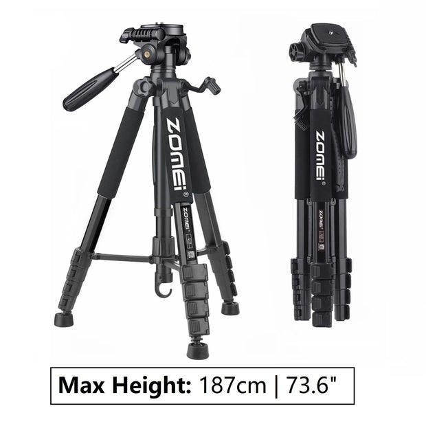 187cm/73.6in Tall Zomei Aluminum Alloy Portable Tripod for Camera DSLR Canon Nikon, 360 Degree Panorama Photography Phone Stand