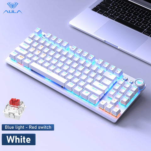 AULA Wireless Mechanical Gaming Keyboard 87 Key Three-modes 2.4G/Bluetooth/Wired Backlight Keyboard for Windows/Mac/IOS/Android