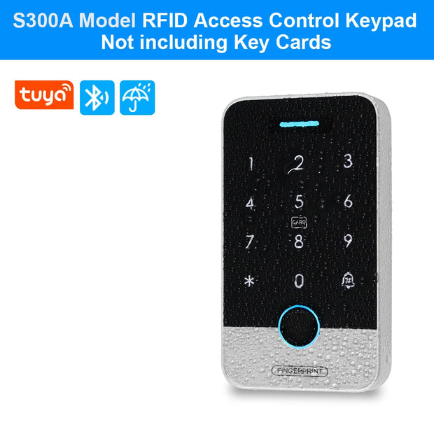 Bluetooth Tuya APP Smart Fingerprint RFID Access Control Keypad Touch IP65 Waterproof 13.56MHz Door Opener Keyless Lock System