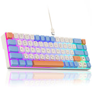 SOLAKAKA SK968 Wired Keyboard Optical Switches RGB Backlit Keycaps 60% Compact Office Computer Membrane Gaming Keyboard Portable