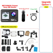 5K 4K60FPS Action Camera 2" Touch LCD 5X Zoom WiFi EIS Dual Screen 50MP 170° DVR Webcam 30M Waterproof Moto Helmet Sport Camera