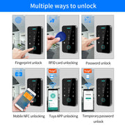 Dual RFID 125Khz+13.56MHz NFC Tuya Outdoor Fingerprint Access Control Keypad IP67 Waterproof Biometrics Door Opener with Gateway