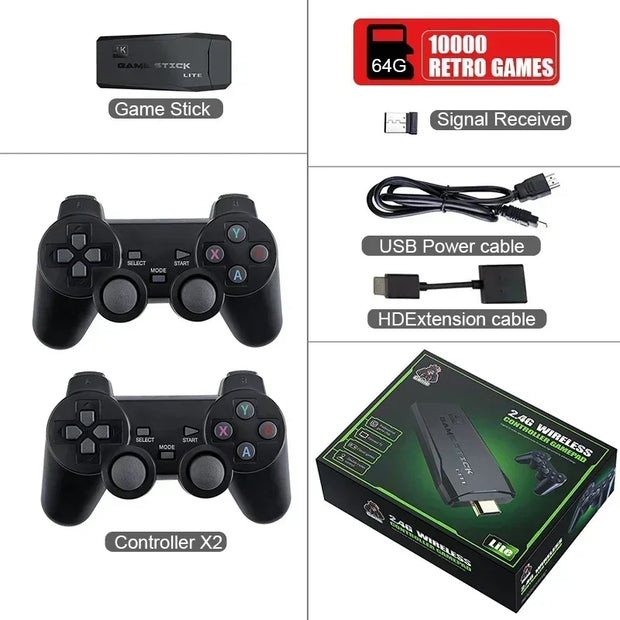 Game Stick 4K HD Video Console 2.4G Double Wireless Controller For PS1/FC/GB/GBA Retro TV Dendy Game Console 20000+ Games Sticks