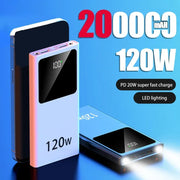 200000mAH 120W Power Bank Super Fast Charging Battery High Capacity Power Bank Digital Display For iphone 15 14 Samsung Xiaomi