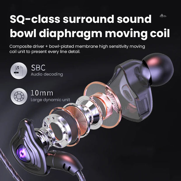 OLAF DAC Type C/3.5mm Headphones Wired Earbuds Handsfree Headset Gamer HiFi 9D Bass Stereo In-Ear Cable Earphones For Smartphone