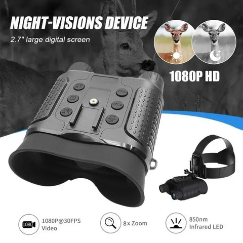 NV8160 Night Vision Binoculars Head Mount Goggles 1080P HD Infrared Digital Built-in Battery Rechargeable Camping Equipment