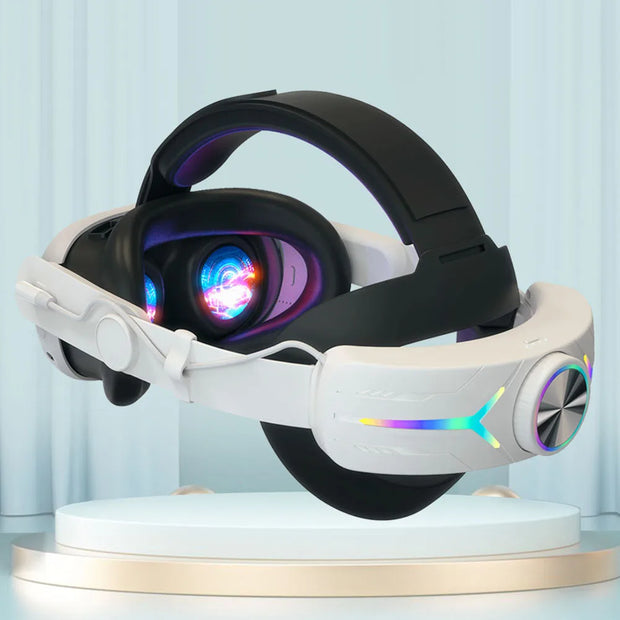 RGB Adjustable VR Head Band with 8000mAh Rechargeable Battery for Meta Quest 3 Lightweight Comfort Strap