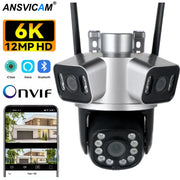 6K 12MP 3 Lens WiFi Outdoor Camera Ai Motion Tracking  Zoom PTZ 4K Video Camera Security Surveillance Camera ICSEE Video