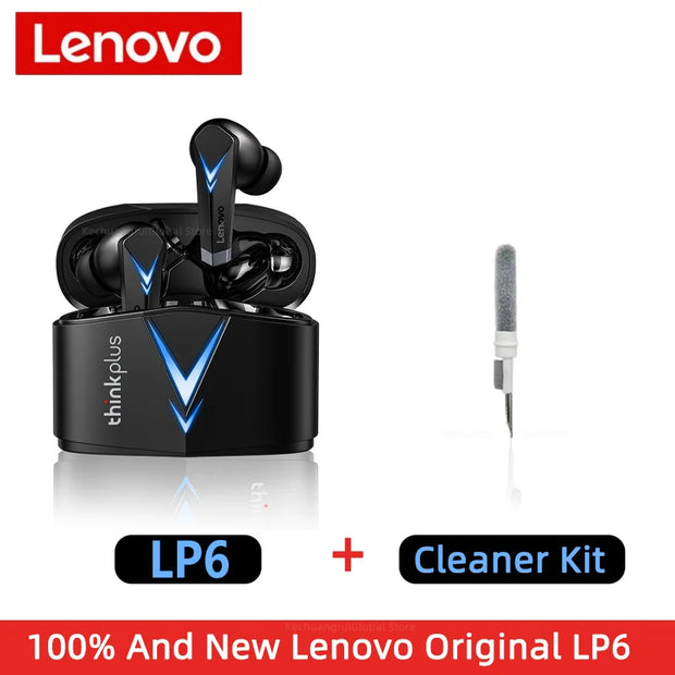 Original Lenovo LP6 TWS Gaming Earbuds Noice Cancelling Wireless Earphone HIFI Music Bluetooth Headphones with Dual Mode Headset