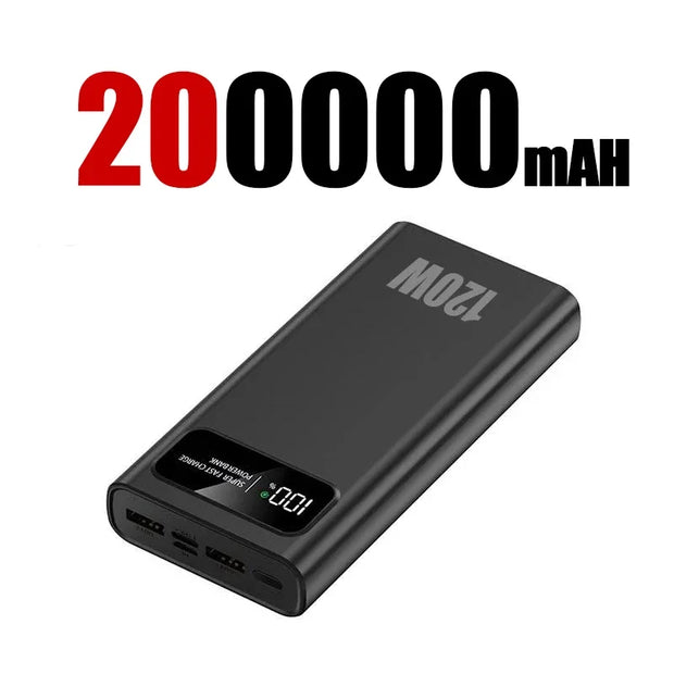 200000mAh Power Bank 120W Super Fast Charging Battery High Capacity Digital Display Power Bank For Iphone  Samsung Xiaomi Huawei