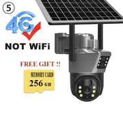 4K 8MP Sim Card Solar Camera comes free with a 256G memory Outdoor IP Cam Dual Screen Security Protection Wireless Surveillance