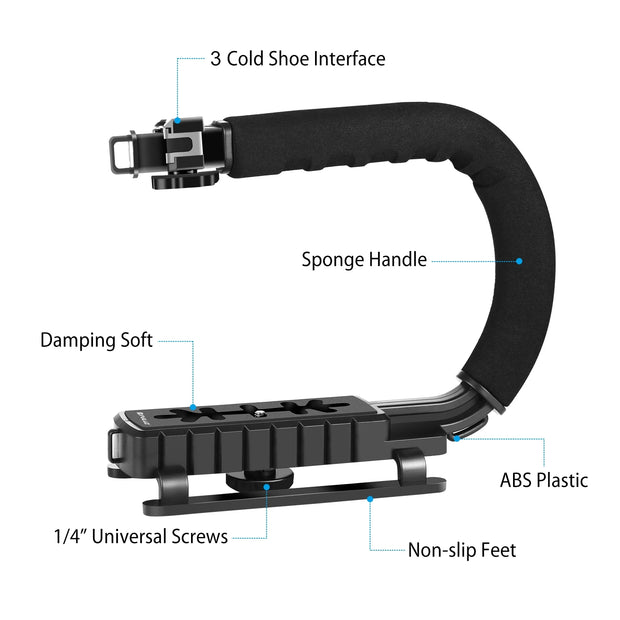 PULUZ U/C Shape Portable Handheld DV Bracket Stabilizer for All SLR Cameras and Home DV Camera