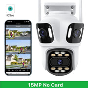 Three Lens Three Screen IP Camera WiFi External Dual Lens Auto Track 15MP Security PTZ Camera 4K HD iCsee Video Surveillance