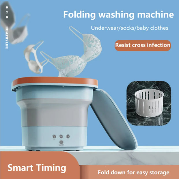 Portable Mini Folding Washing Machine 4.5L Home Appliances Underwear Socks Baby Clothes Ultrasonic Cleaning Machine Cycle Washer