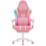 Ergonomic Gaming Chair Bluetooth Speaker LED Lights Massage Adjustable Armrests Height Adjustable