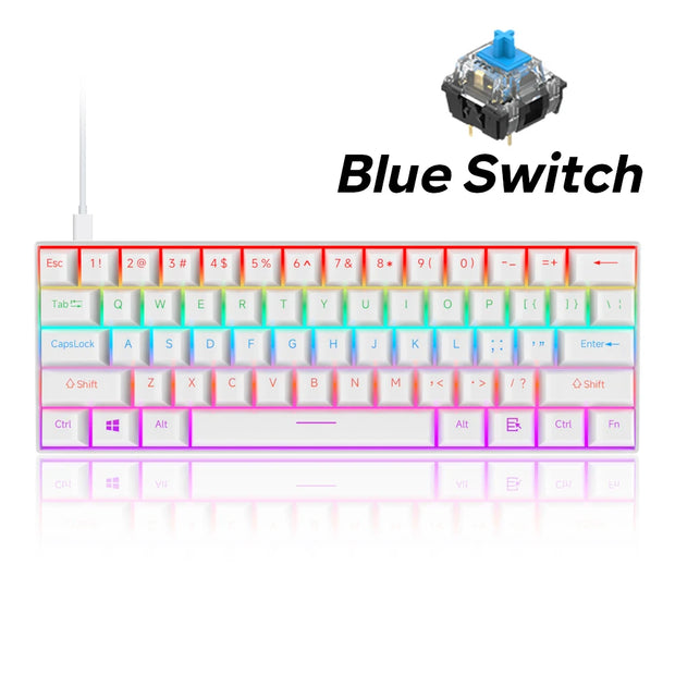 CASEPOKE Mechanical Keyboard 61 Keys Blue Switch Red Switch Brown Switch Hot Swap Keyboard Office Accessories Gaming Keyboard