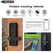 YRHAND Waterproof Biometric Electronic Lock Digital Lock Tuya App Remote Unlock Keyless Fingerprint Smart Door Lock For home