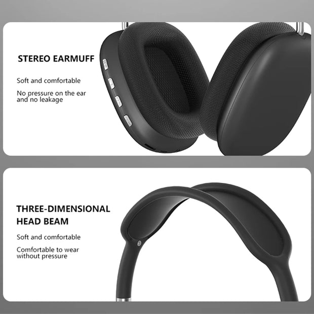 NEW P9 Pro Max Air Wireless Bluetooth Headphones Noise Cancelling Earphones Mic Pods Over Ear Sports Gaming Headset For Apple