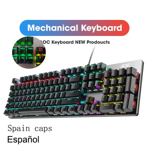 GK410 104 Full Keys Hot Swap Metal Panel Mechanical Keyboard RGB Light Green Black Tea Redaxis non-impact game computer keyboard