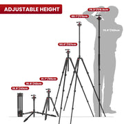 68'' Tripod for Camera Mobile Phone Flexible Travel Professional Camera Tripod Stand Video Aluminum Monopod for Dslr Ball Head