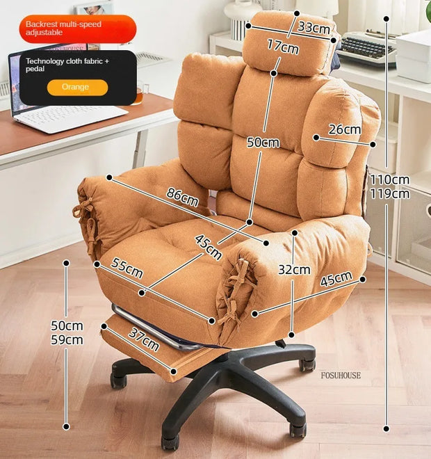 Velvet Lazy Office Chair for Bedroom Nordic Backrest Lift and Swivel Chairs Creative Comfortable Office Chairs for Gaming Room