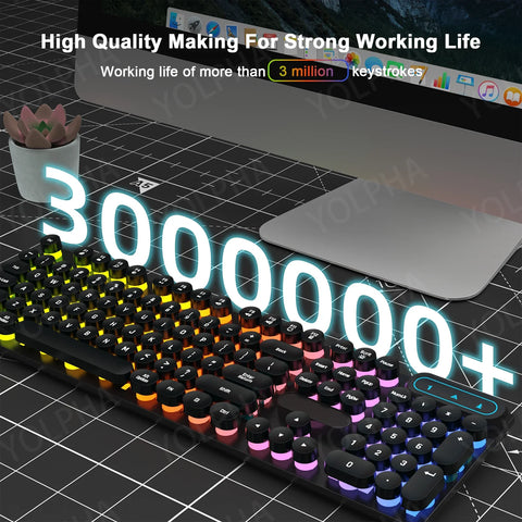 104Keys Wired Keyboard with RGB Backlit Breathing Light Gaming Wired Ergonomic Keyboard for Computer Laptop for PC Gamer Office