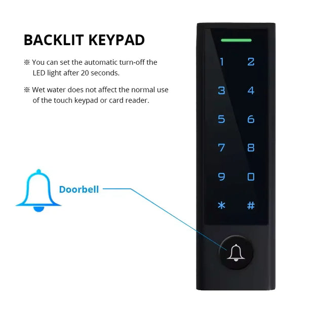 Tuya wifi Outdoor IP66 Black Plastic Shell  Fingerprint Access Control With Password And RFID Card Reader Function