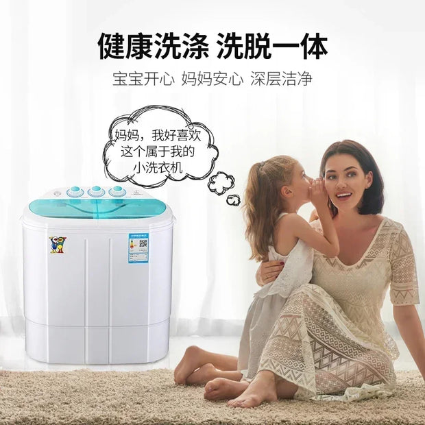 household semi-automatic small Washing and drying integrated double barrel double cylinder baby mini washing machine