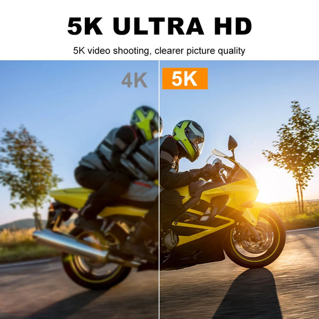 Action Camera 5K 4K60FPS EIS Wi-Fi Dual Screen 170D 2.0 Inch Touch Screen 30M Waterproof Sport Camera With Remote Control