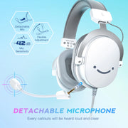 FIFINE USB Gaming Headset with 7.1 Surround Sound/3.5mm Jack/Microphone,Over-Ear Wired Headphone for PC PS4/5 Xbox Ampligame H9W