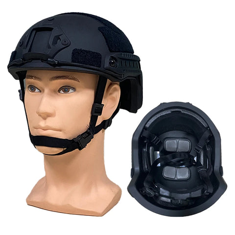 Male and female tactical high shear helmets, polyethylene bulletproof head protectors, with NIJ IIIA quick suspension pads