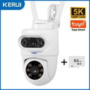 KERUI 5MP 8MP 4K PTZ WiFi IP Wireless Camera Tuya Smart Outdoor Home Security Dual Lens 10MP 5K Camera CCTV Video Surveillance