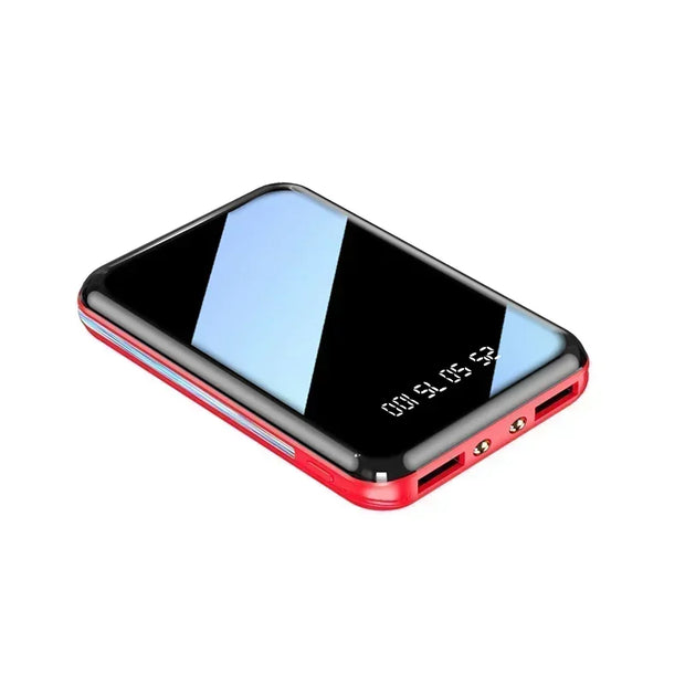 20000mAh Mini Power Bank Portable Charger Mirror Screen LED Light Digital Display Powerbank External Battery Pack Power Bank