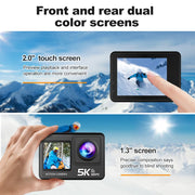 5K Action Camera 4K60FPS 2.0 Inch Touch Screen Wi-Fi 170° Wide Angle 30M Waterproof Helmet Video Recording Sports Cameras